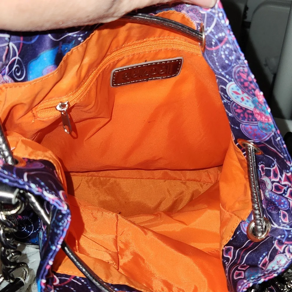 Women's Purple Floral Drawstring Bucket Bag - Unbranded